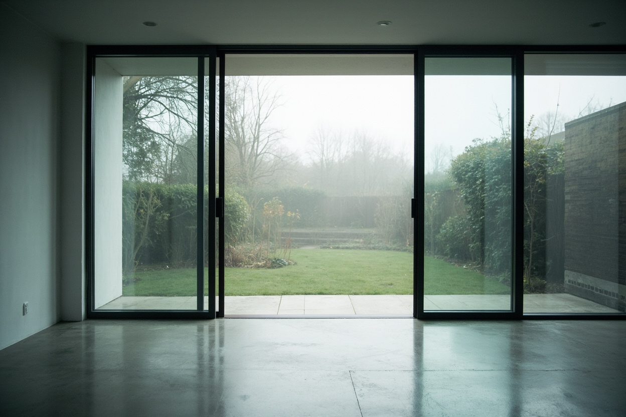 Een voorbeeld van hoe tuinkamer en serre eruitziet, gefotografeerd bij vlak Nederlands daglicht.