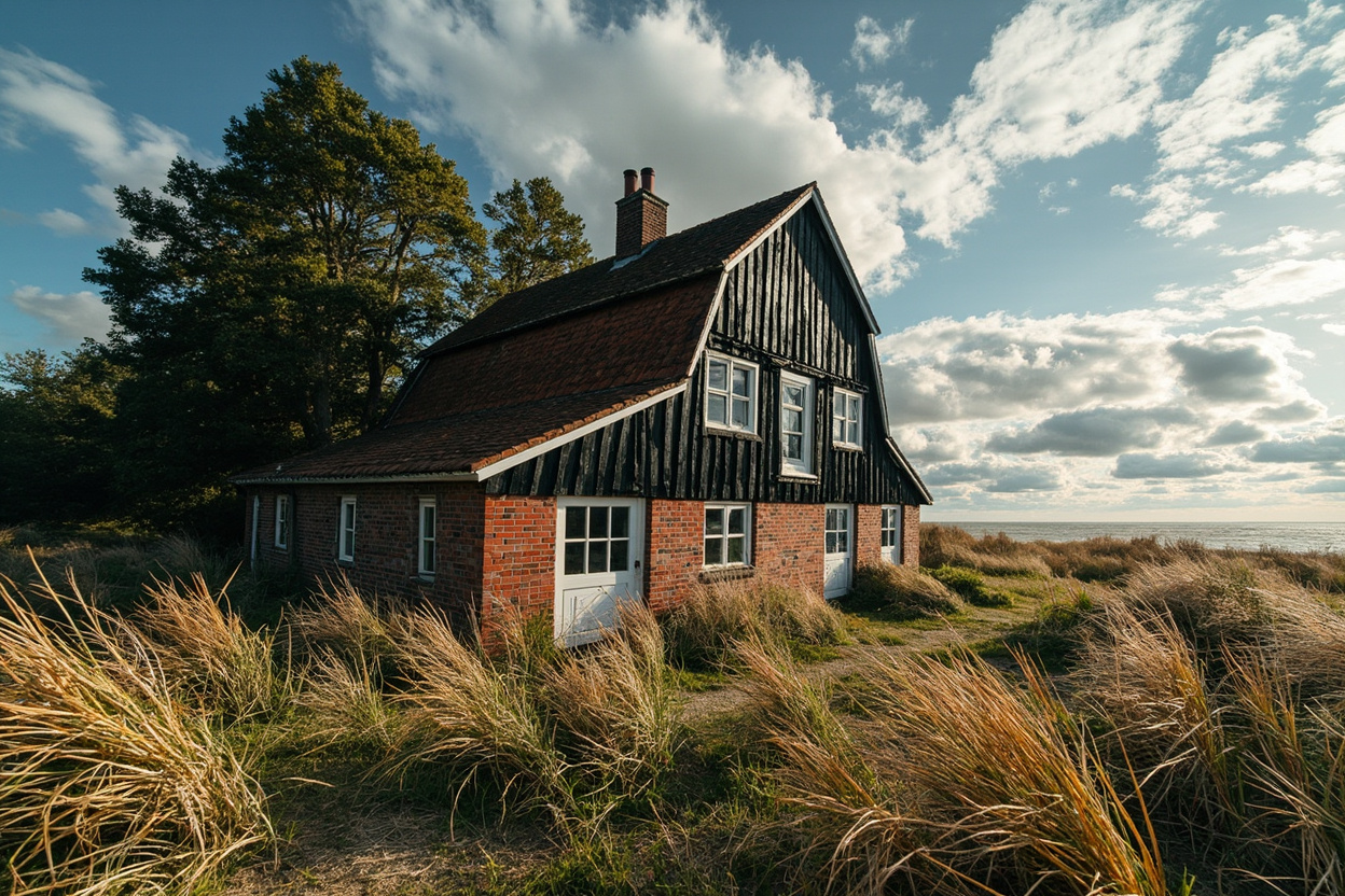 Het landschap van Zeeland, waar de grondslag onder een aanbouw uit voortkomt.