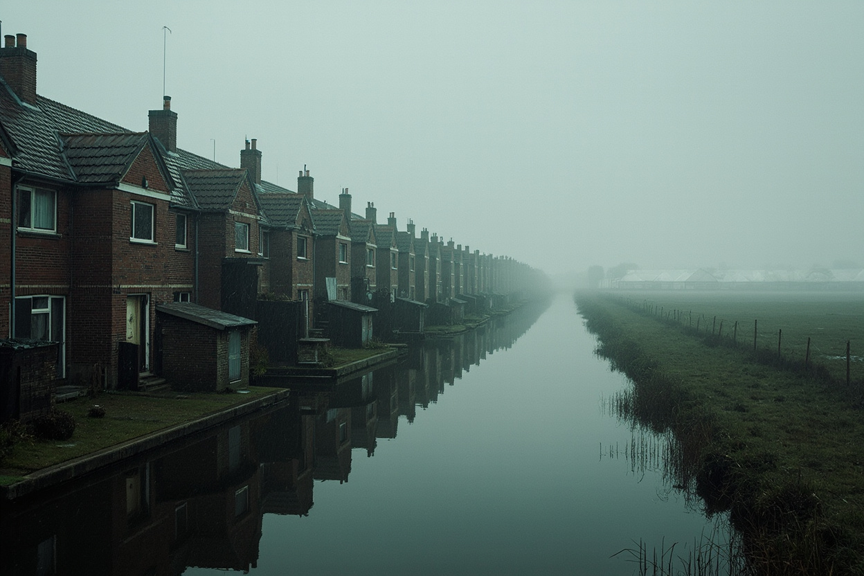 Het landschap van Zuid-Holland, waar de grondslag onder een aanbouw uit voortkomt.